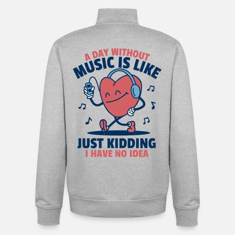 Pas de musique ? Aucune idée. - Sweat zippé unisexe en coton bio Stanley/Stella - gris chiné