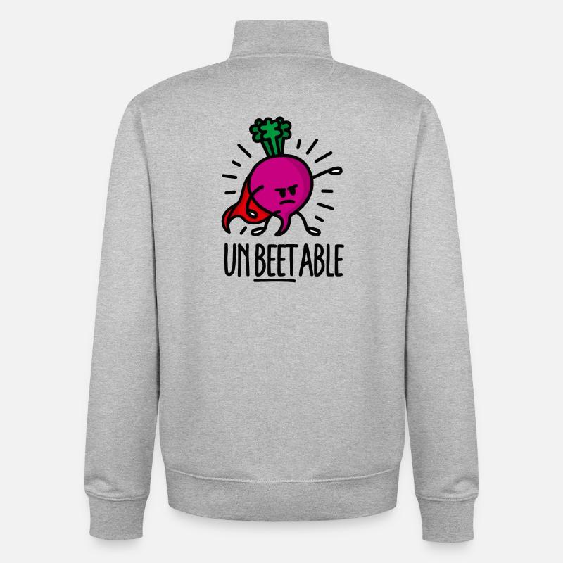 Unbeetable / unbeatable beetroot beet light - Unisex Organic Zip Sweatshirt by Stanley/Stella - heather grey