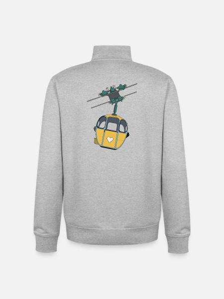 Gondol med svævebane - gult hjerte - Stanley/Stella unisex sweatshirt med lynlås i økologisk - grå meleret