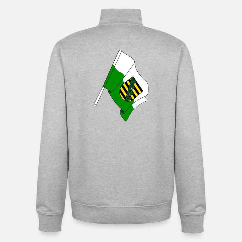Drapeau Saxe - Sweat zippé unisexe en coton bio Stanley/Stella - gris chiné
