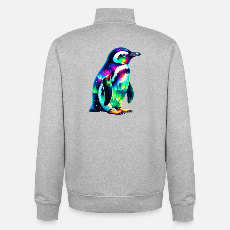 Penguin - Unisex Organic Zip Sweatshirt by Stanley/Stella - heather grey