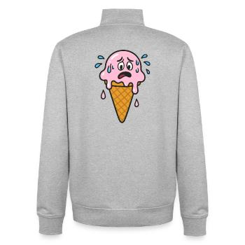 Cream Cone Cartoon - Unisex Organic Zip Sweatshirt by Stanley/Stella - heather grey - Back - AI Model Male 185 light (185cm)
