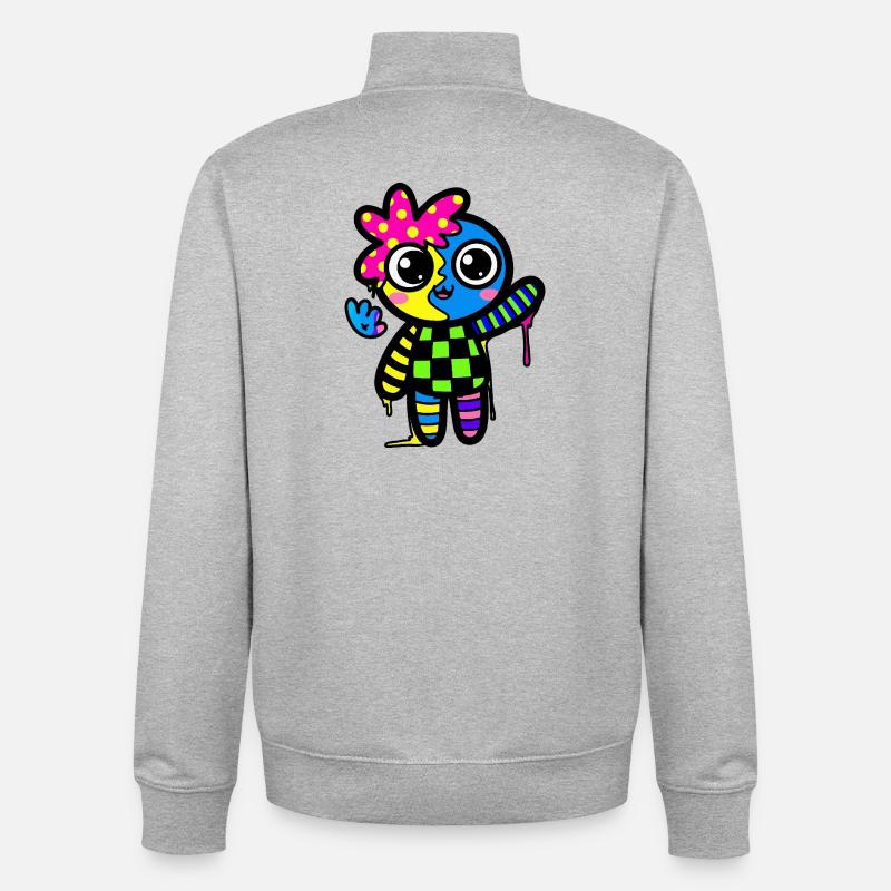 Split Face Rainbow Pop Art - Unisex Organic Zip Sweatshirt by Stanley/Stella - heather grey