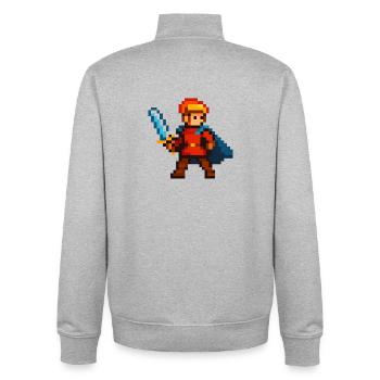 Pixelritter mit Schwert und Cape - Unisex Organic Zip Sweatshirt von Stanley/Stella - Grau meliert - Hinten - AI Model Male 185 light (185cm)