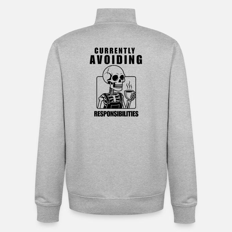 Currently Avoiding Responsibilities Skeleton - Unisex Organic Zip Sweatshirt von Stanley/Stella - Grau meliert