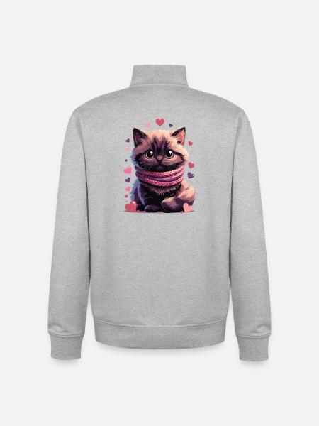 Chaton douillet écharpe rose - Sweat zippé unisexe en coton bio Stanley/Stella - gris chiné