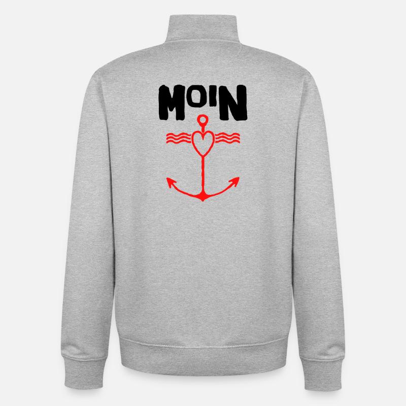 Projet de conception Moin Anker - Sweat zippé unisexe en coton bio Stanley/Stella - gris chiné