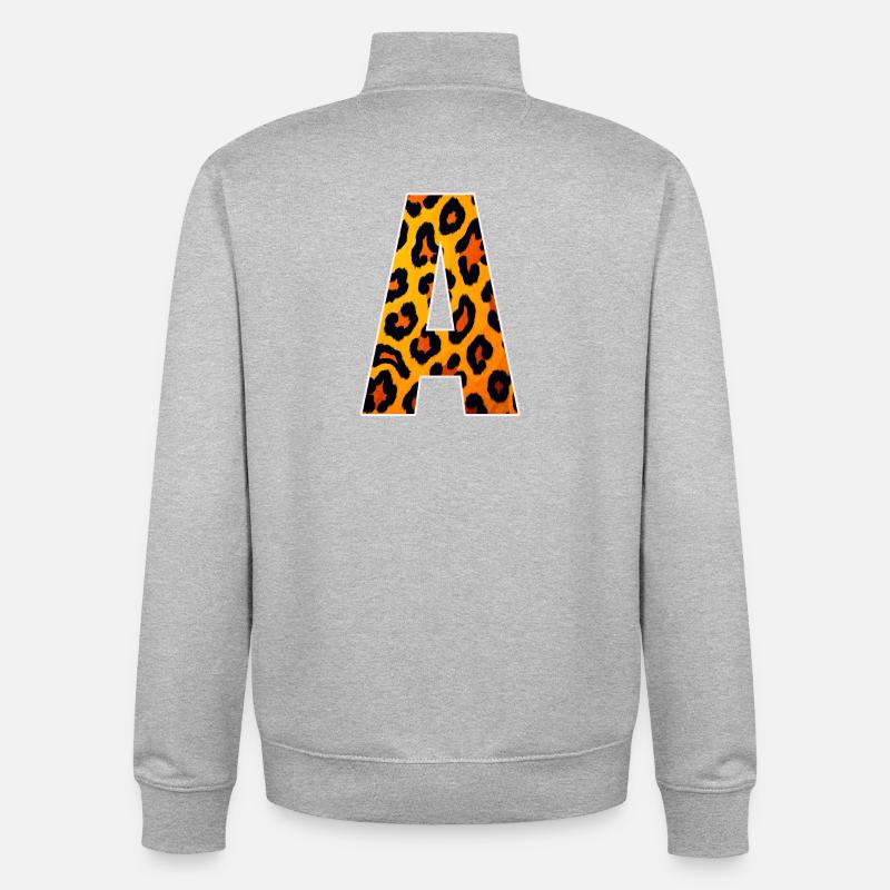 Leopard A-Buchstabe Print - Unisex Organic Zip Sweatshirt von Stanley/Stella - Grau meliert
