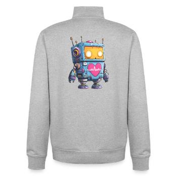 Heart Robot Néon Battement de cœur - Sweat zippé unisexe en coton bio Stanley/Stella - gris chiné - Dos - AI Model Male 185 light (185cm)