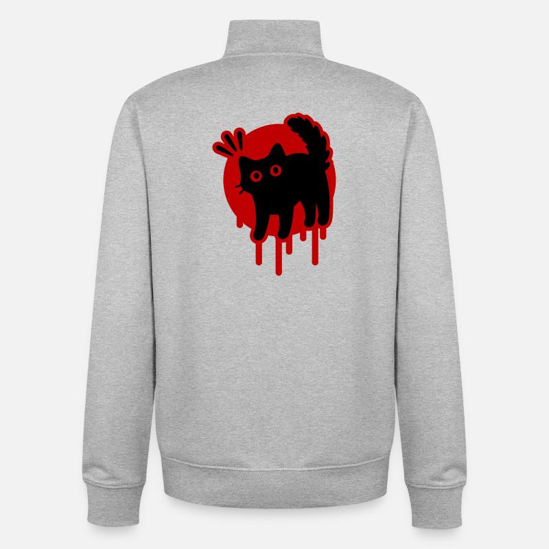 Chat Chat - Sweat zippé unisexe en coton bio Stanley/Stella - gris chiné