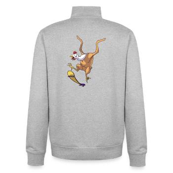 Skateboarding chicken - Unisex Organic Zip Sweatshirt by Stanley/Stella - heather grey - Back - AI Model Male 185 light (185cm)