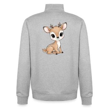 Dessin animé de poulain mignon - Sweat zippé unisexe en coton bio Stanley/Stella - gris chiné - Dos - AI Model Male 185 light (185cm)