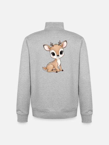 Cute Foal Cartoon - Unisex Organic Zip Sweatshirt by Stanley/Stella - heather grey