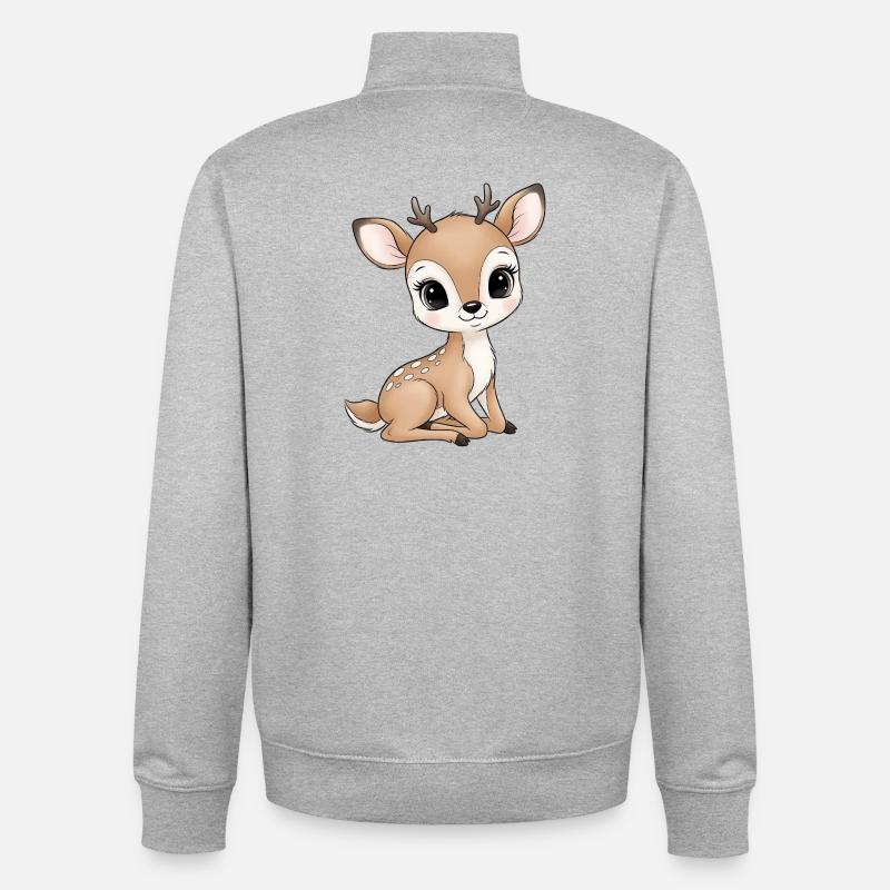 Dessin animé de poulain mignon - Sweat zippé unisexe en coton bio Stanley/Stella - gris chiné