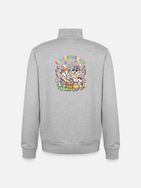 Hoster Bunny Family - Egg Collector - Unisex Organic Zip Sweatshirt by Stanley/Stella - heather grey