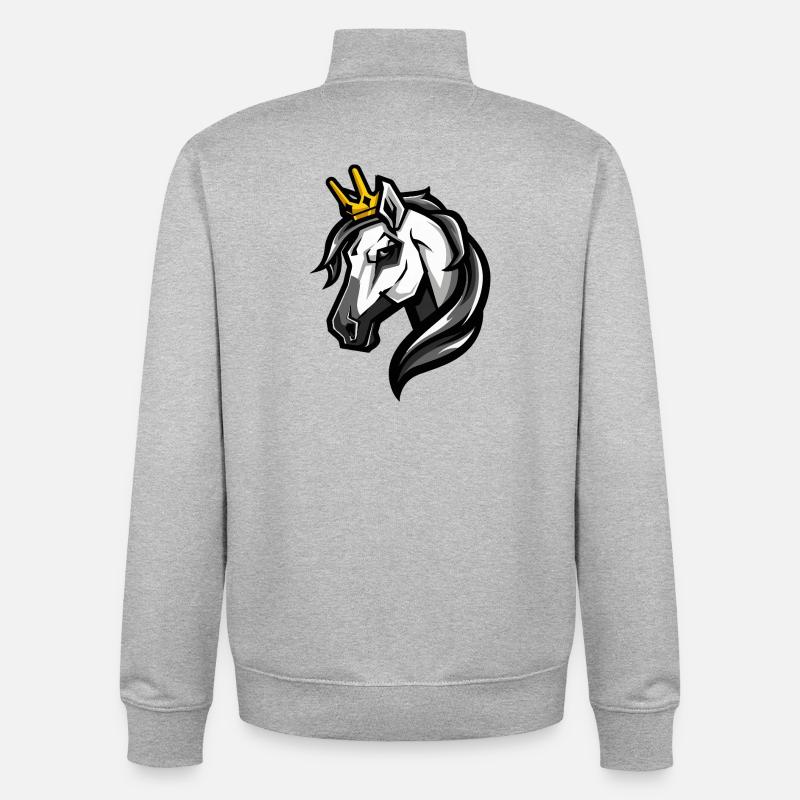 Couronne de tête de cheval - Sweat zippé unisexe en coton bio Stanley/Stella - gris chiné