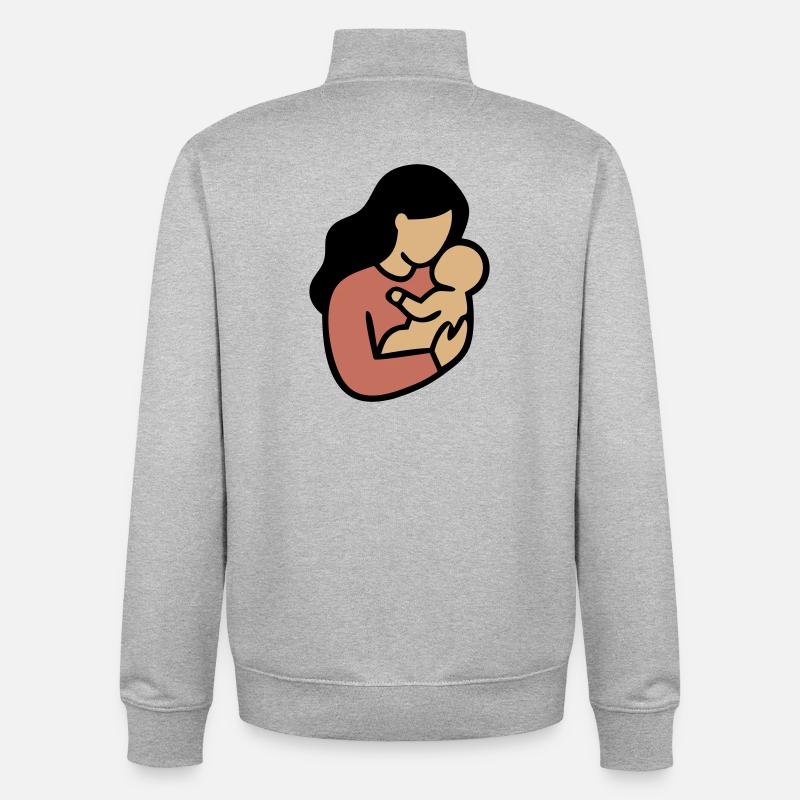 Mama Baby Boho Minimalismus - Unisex Organic Zip Sweatshirt von Stanley/Stella - Grau meliert