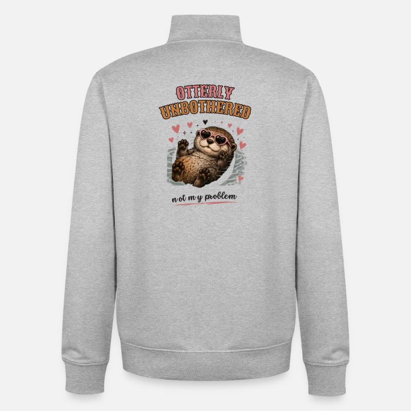 Otterly Unbothered Not My Problem - Unisex Organic Zip Sweatshirt von Stanley/Stella - Grau meliert