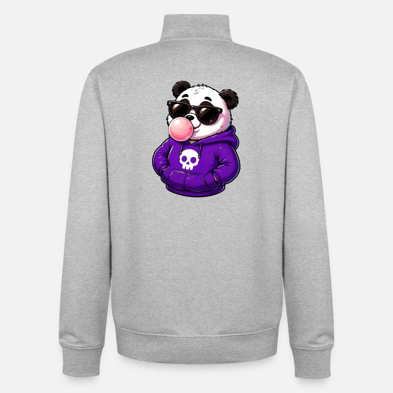 Cool_Panda_Bubblegum_Attitude - Sweat zippé unisexe en coton bio Stanley/Stella - gris chiné
