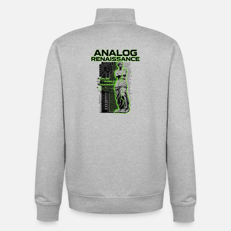 Cyberpunk de la Renaissance analogique - Sweat zippé unisexe en coton bio Stanley/Stella - gris chiné