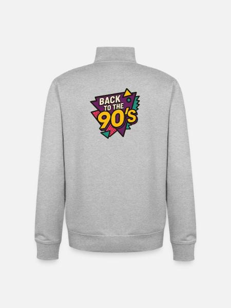 Retro 90s Style Key Art - Unisex Organic Zip Sweatshirt by Stanley/Stella - heather grey