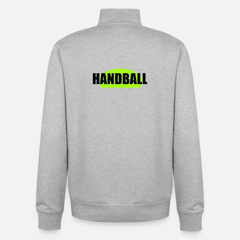 Impression néon vert néon de handball - Sweat zippé unisexe en coton bio Stanley/Stella - gris chiné