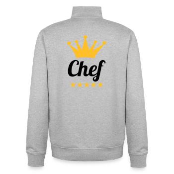 Chef - Sweat zippé unisexe en coton bio Stanley/Stella - gris chiné - Dos - AI Model Male 185 light (185cm)