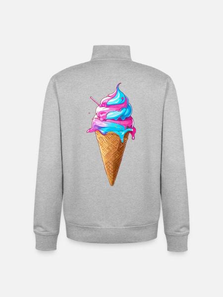 Lecker Eiscreme | Synthwave Eistüte - Unisex Organic Zip Sweatshirt von Stanley/Stella - Grau meliert