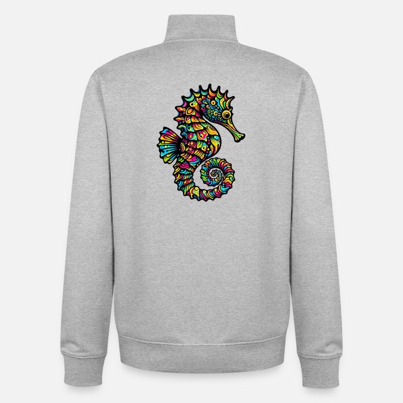 hippocampe - Sweat zippé unisexe en coton bio Stanley/Stella - gris chiné