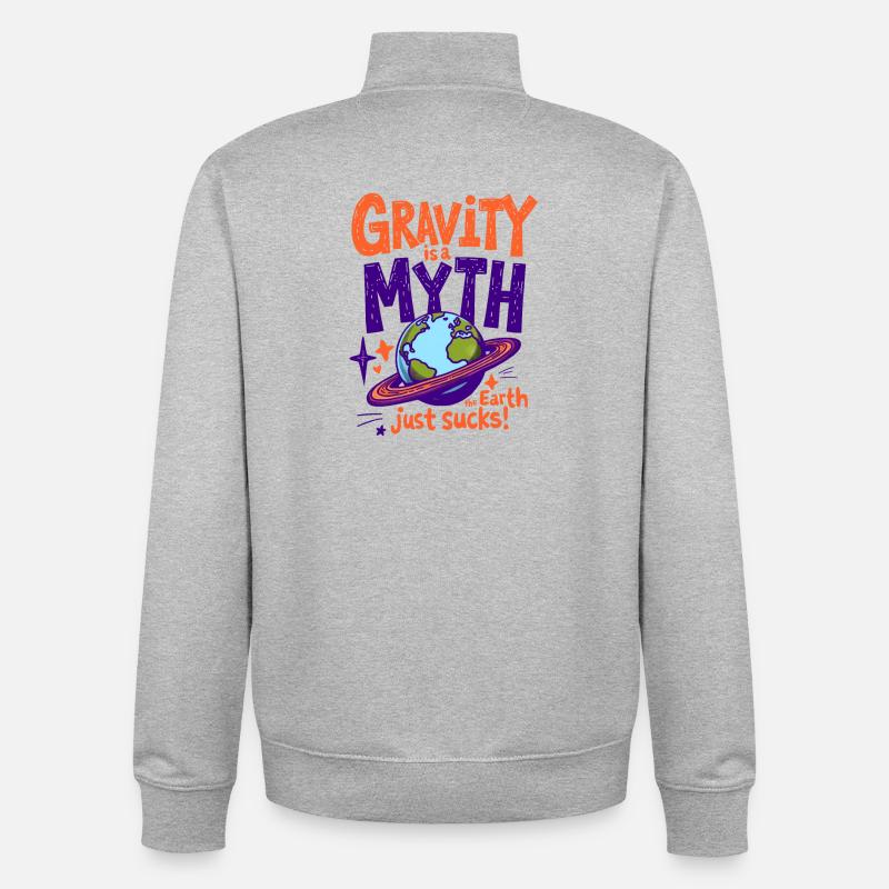 DIE SCHWERKRAFT IST EIN MYTHOS – DIE ERDE IST EINFACH SCHEISSE, PHYSIK - Unisex Organic Zip Sweatshirt von Stanley/Stella - Grau meliert