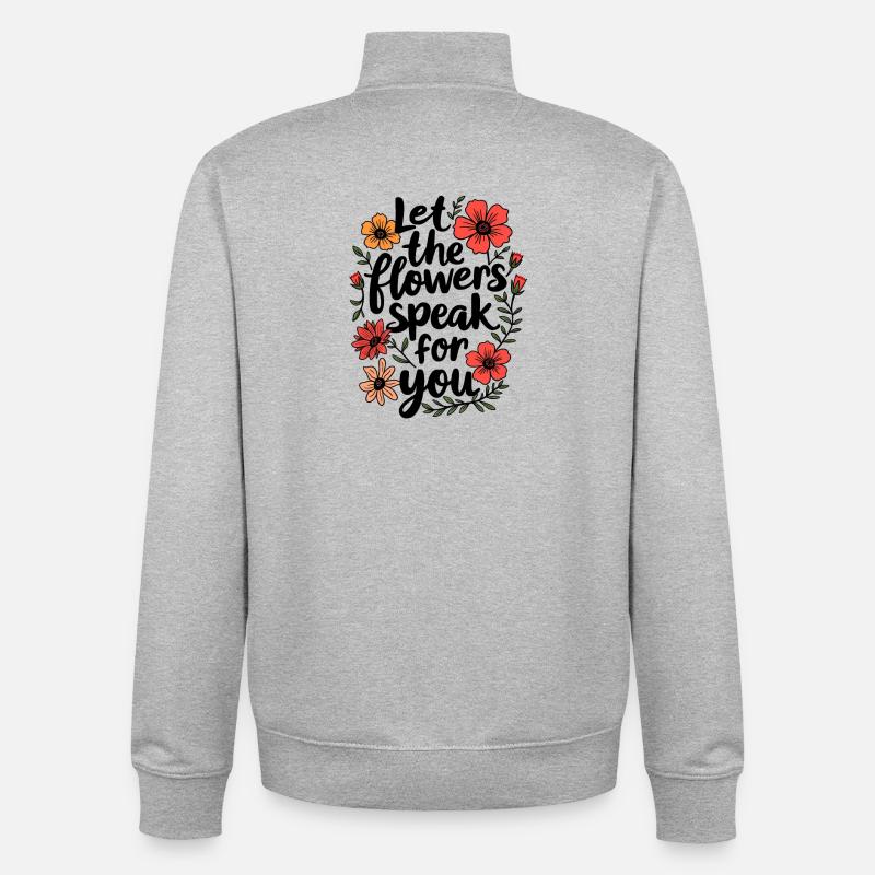 LAISSEZ LES FLEURS PARLER POUR VOUS - Sweat zippé unisexe en coton bio Stanley/Stella - gris chiné