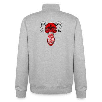 "HELLSKULL – Demonic Roar" - Unisex Organic Zip Sweatshirt by Stanley/Stella - heather grey - Back - AI Model Male 185 light (185cm)