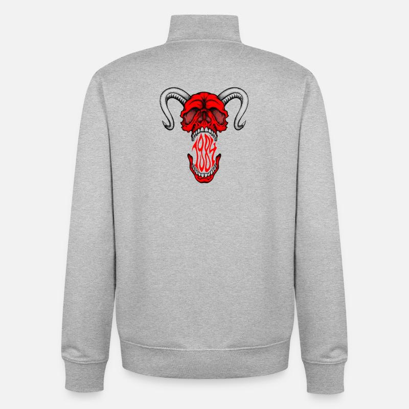 "HELLSKULL – Dämonisches Gebrüll" - Unisex Organic Zip Sweatshirt von Stanley/Stella - Grau meliert
