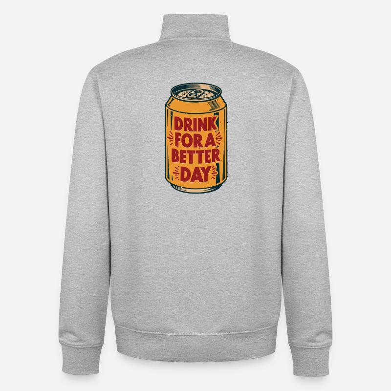 Optimistischer Durstlöscher trink Dose Spruch - Unisex Organic Zip Sweatshirt von Stanley/Stella - Grau meliert