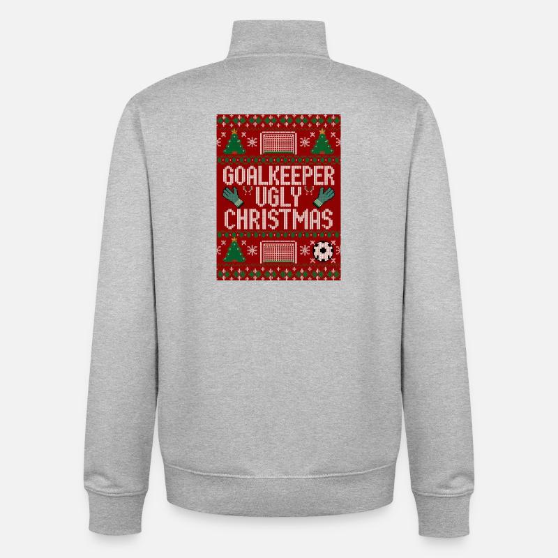 Torwart hässlicher Weihnachtspullover Design - Unisex Organic Zip Sweatshirt von Stanley/Stella - Grau meliert