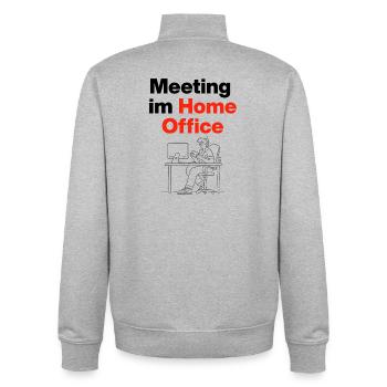 Meeting im Home Office – Laptoplife, Handy, chill - Unisex Organic Zip Sweatshirt von Stanley/Stella - Grau meliert - Hinten - AI Model Male 185 light (185cm)