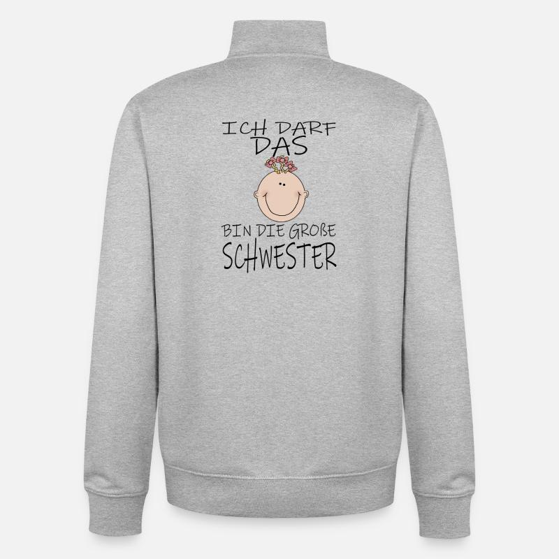 Puis-je être la grande sœur - Sweat zippé unisexe en coton bio Stanley/Stella - gris chiné