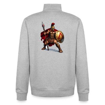 Spartan Warrior with Shield - Unisex Organic Zip Sweatshirt by Stanley/Stella - heather grey - Back - AI Model Male 185 light (185cm)