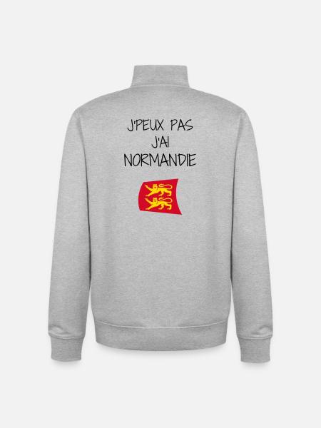 J'peux pas J'ai Normandie - Sweat zippé unisexe en coton bio Stanley/Stella - gris chiné