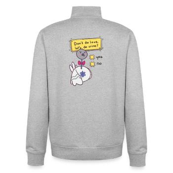 Don't do love - Unisex Organic Zip Sweatshirt by Stanley/Stella - heather grey - Back - AI Model Male 185 light (185cm)