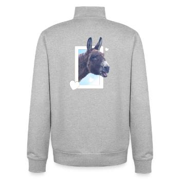 süßer Esel guckt durchs Fenster Herzen  - Unisex Organic Zip Sweatshirt von Stanley/Stella - Grau meliert - Hinten - AI Model Male 185 light (185cm)
