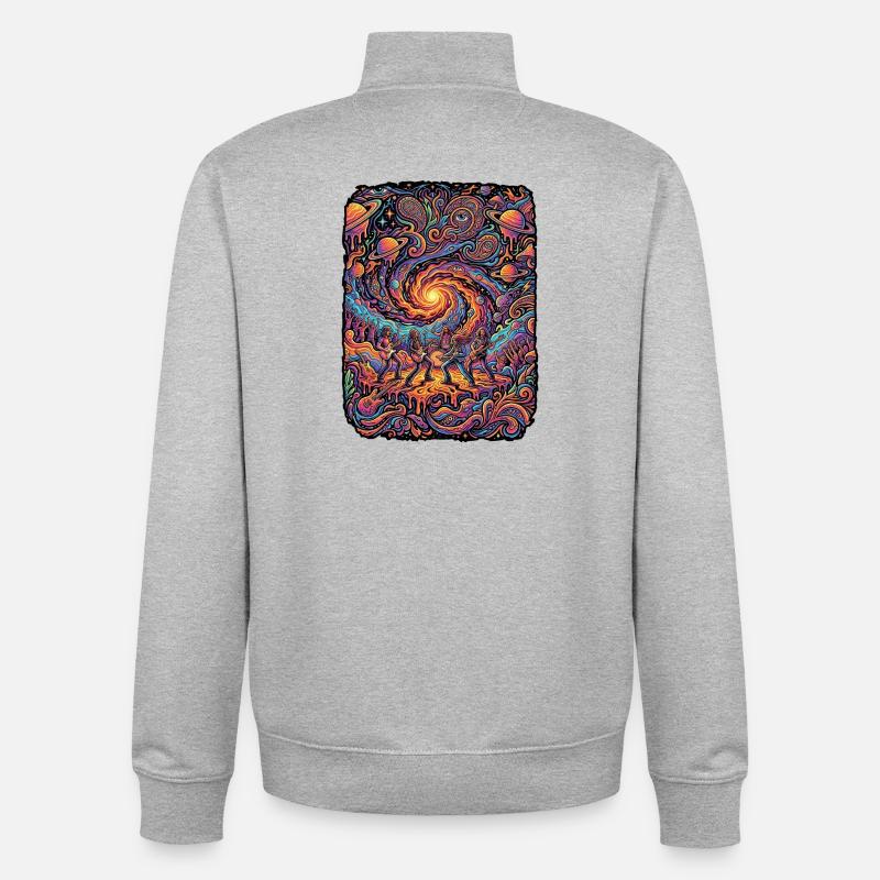 Psychedelic Rock Free Mind - Sweat zippé unisexe en coton bio Stanley/Stella - gris chiné