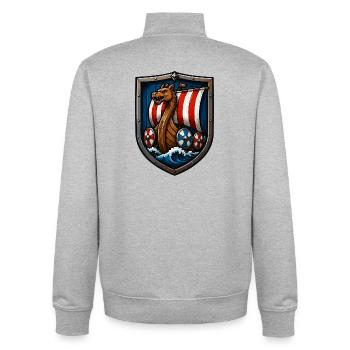 Wikinger Drachenboot Schild - Unisex Organic Zip Sweatshirt von Stanley/Stella - Grau meliert - Hinten - AI Model Male 185 light (185cm)