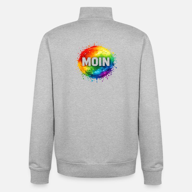 Moin dans la cascade arc-en-ciel - Sweat zippé unisexe en coton bio Stanley/Stella - gris chiné