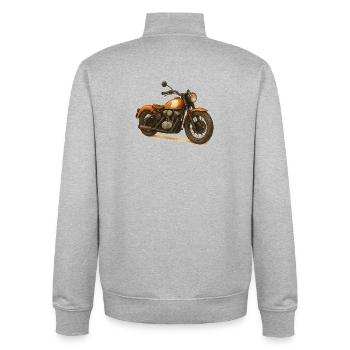 Moto vintage orange et crème stylisée - Sweat zippé unisexe en coton bio Stanley/Stella - gris chiné - Dos - AI Model Male 185 light (185cm)