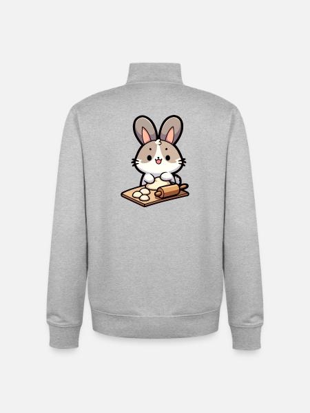 Bunny Baker: The Dough Delighter - Unisex Organic Zip Sweatshirt by Stanley/Stella - heather grey
