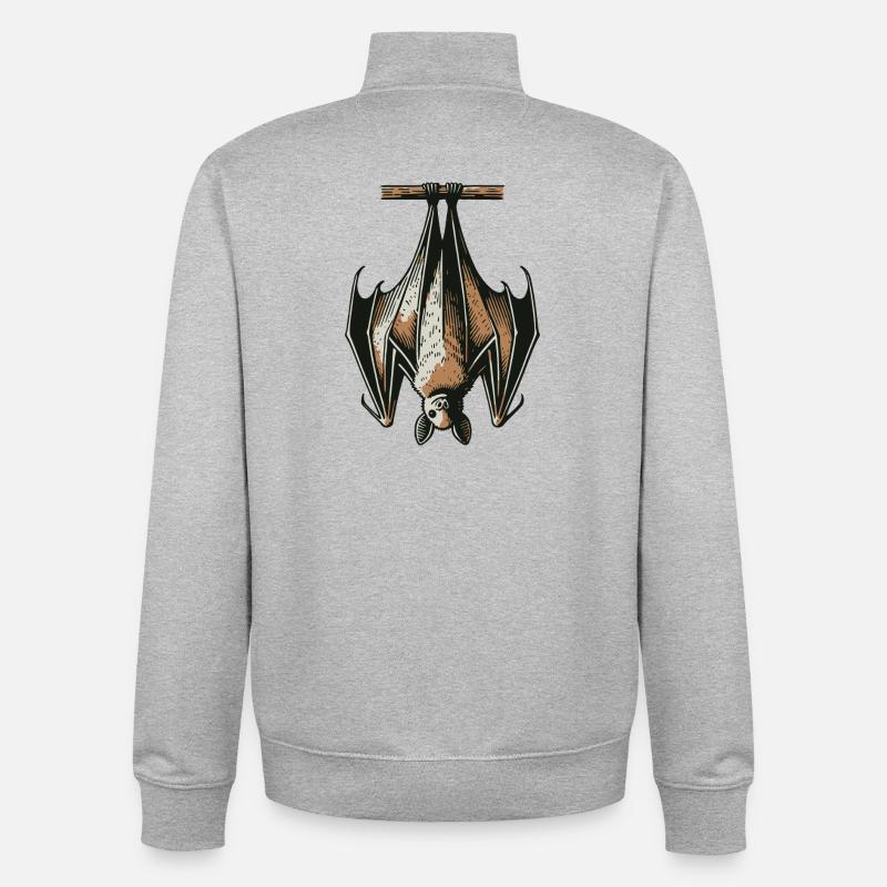 Bat - Unisex Organic Zip Sweatshirt by Stanley/Stella - heather grey