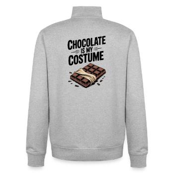 Le chocolat, c’est mon costume - Sweat zippé unisexe en coton bio Stanley/Stella - gris chiné - Dos - AI Model Male 185 light (185cm)