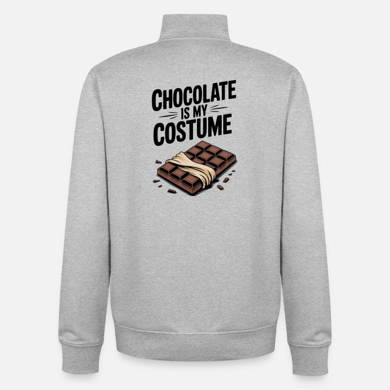 Le chocolat, c’est mon costume - Sweat zippé unisexe en coton bio Stanley/Stella - gris chiné