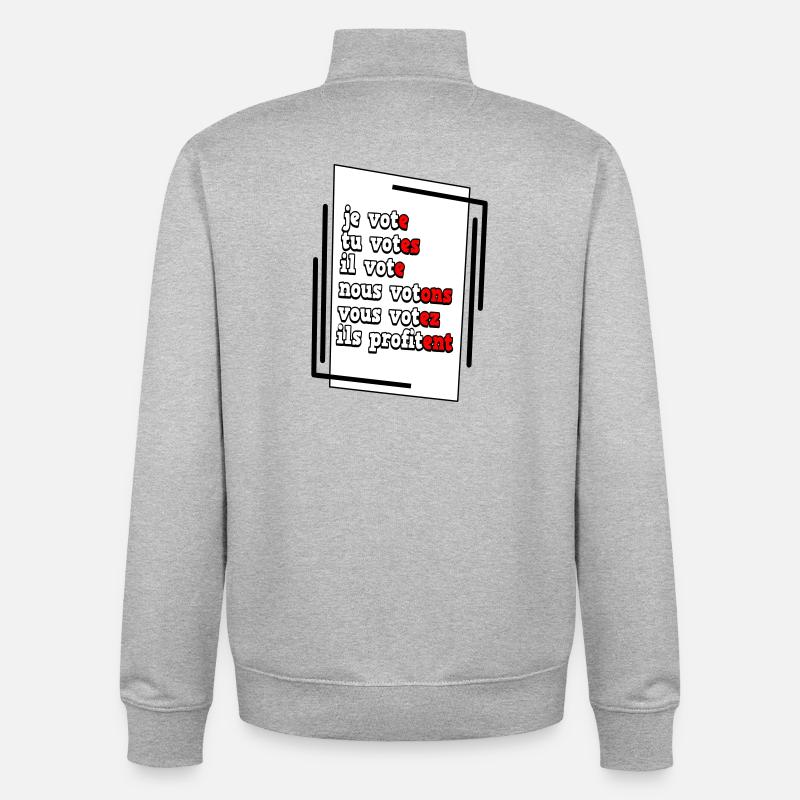 Humorous Electoral Commitment Poster - Unisex Organic Zip Sweatshirt by Stanley/Stella - heather grey